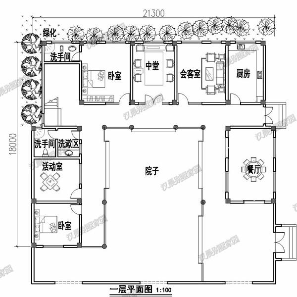 農村自建三合院，兩層別墅設計圖，21.3X18米40萬蓋成超劃算！