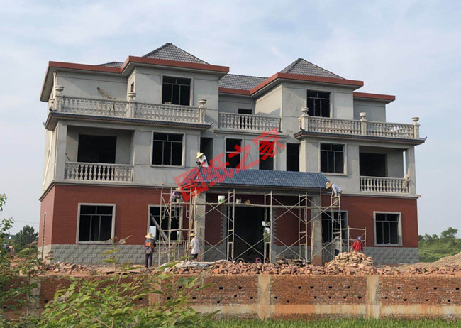 農(nóng)村三層雙拼別墅設(shè)計圖，帶外觀效果圖