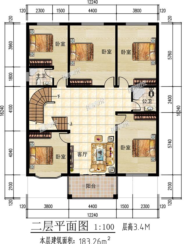 建一棟三層小別墅，加上庭院和泳池的，享受美好人生！