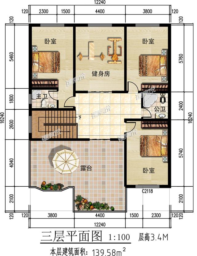 建一棟三層小別墅，加上庭院和泳池的，享受美好人生！