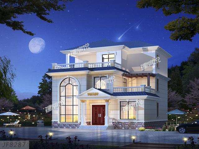 建一棟三層小別墅，加上庭院和泳池的，享受美好人生！