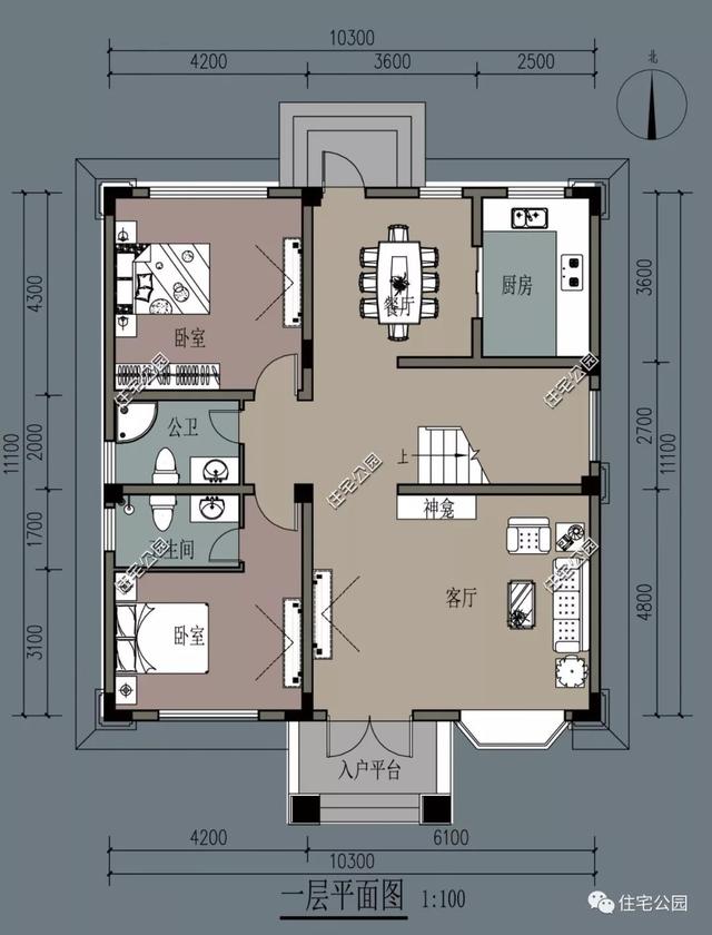 簡單大氣的歐式三層別墅設(shè)計(jì)，大露臺(tái)前后門，10米面寬適用大部分農(nóng)村