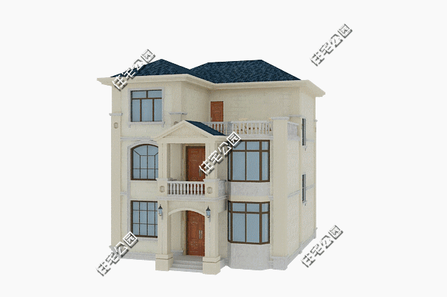 簡單大氣的歐式三層別墅設(shè)計(jì)，大露臺(tái)前后門，10米面寬適用大部分農(nóng)村