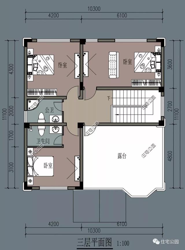 簡單大氣的歐式三層別墅設(shè)計(jì)，大露臺(tái)前后門，10米面寬適用大部分農(nóng)村