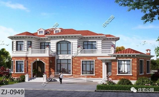 歐式兩層農(nóng)村別墅設(shè)計(jì)圖，11×12米還帶挑空客廳、半獨(dú)立式廚房，縱享美好生活