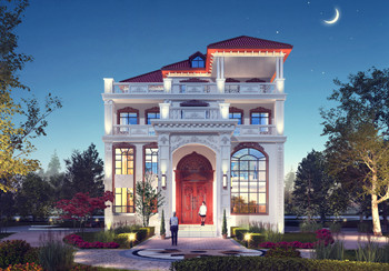 農(nóng)村自建四層百萬豪宅別墅設(shè)計(jì)圖，客廳中空