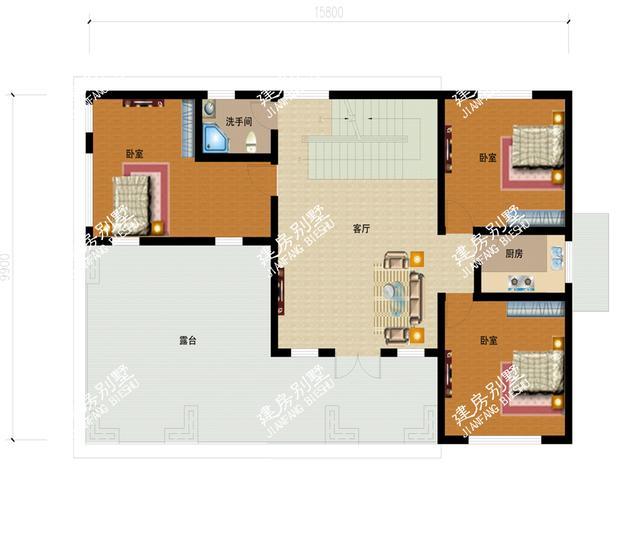2套兩層農(nóng)村自建房設(shè)計，面寬15.8米都帶車庫，第二棟屋頂設(shè)計非常特別