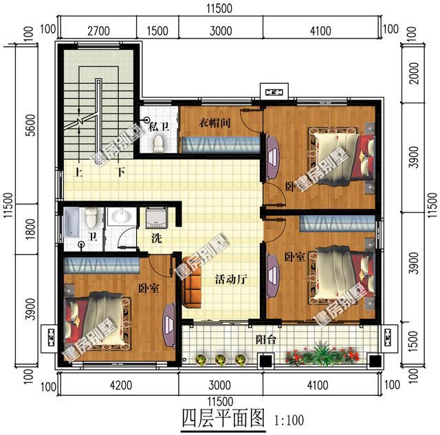11.5×11.5米五層別墅設(shè)計，一共有10個臥室，家里多少人都能住下！
