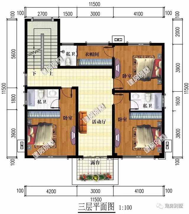 11.5×11.5米五層別墅設(shè)計，一共有10個臥室，家里多少人都能住下！
