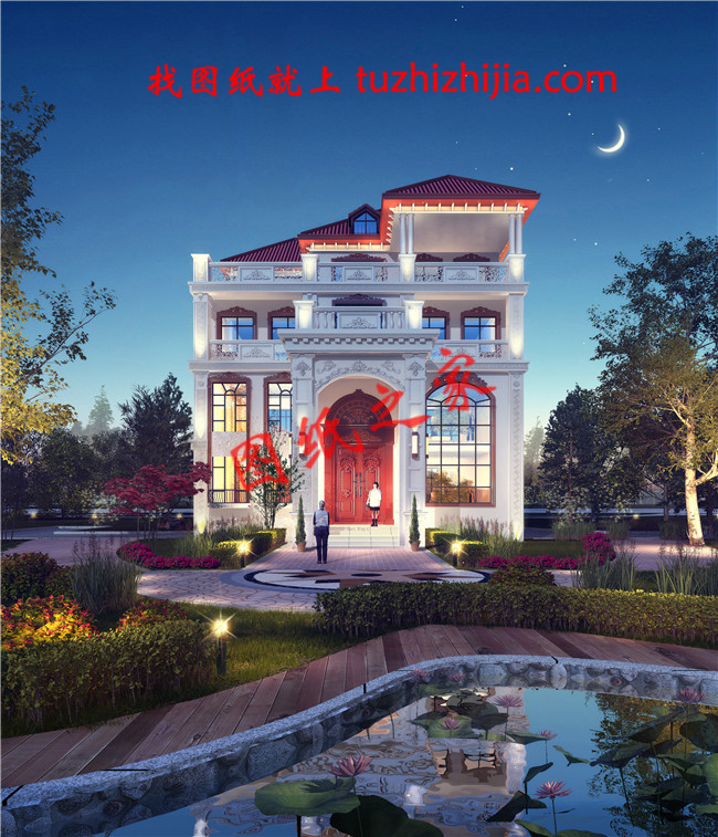 農(nóng)村自建四層百萬(wàn)豪宅設(shè)計(jì)圖，客廳中空