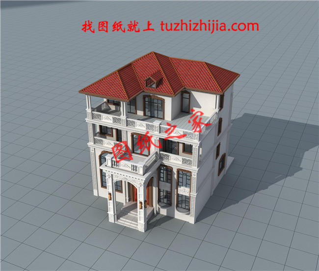 農(nóng)村自建四層百萬(wàn)豪宅設(shè)計(jì)圖，客廳中空