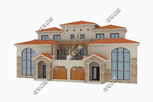 三層歐式雙拼別墅設(shè)計(jì)圖紙，單戶尺寸12×12米，還有挑空客廳、落地窗，體面又大氣