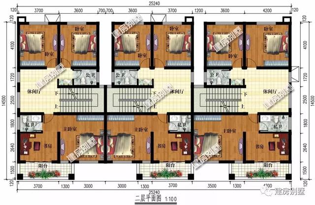 農(nóng)村自建三層三拼別墅設(shè)計(jì)，25×14.5米，建成后全村人都羨慕！