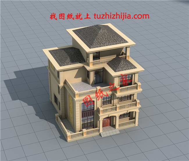 農(nóng)村60萬(wàn)別墅款式戶型圖及外觀效果圖，客廳中空