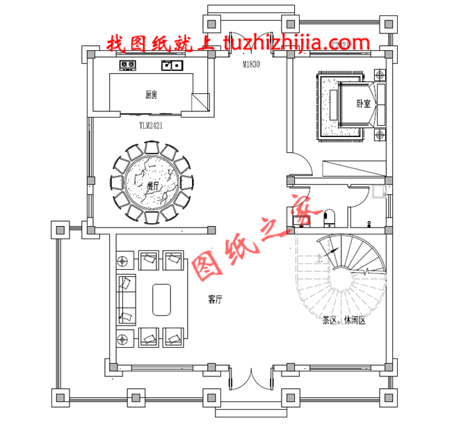農(nóng)村60萬(wàn)別墅款式戶型圖及外觀效果圖，客廳中空
