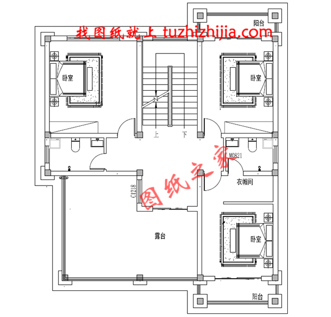 農(nóng)村60萬(wàn)別墅款式戶型圖及外觀效果圖，客廳中空