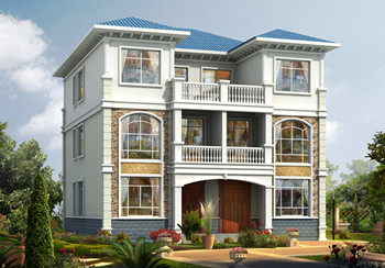 三層雙拼別墅效果圖及戶(hù)型設(shè)計(jì)圖，占地150平米