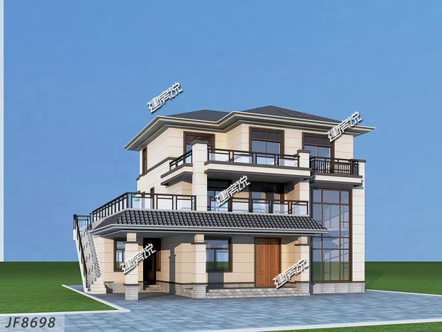 帶車庫大露臺的中式三層別墅設(shè)計(jì)圖，建一棟就是大大的享受