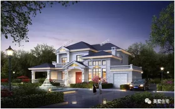 3帶車庫(kù)的農(nóng)村二層別墅設(shè)計(jì)圖，外觀精美，建一棟面子十足