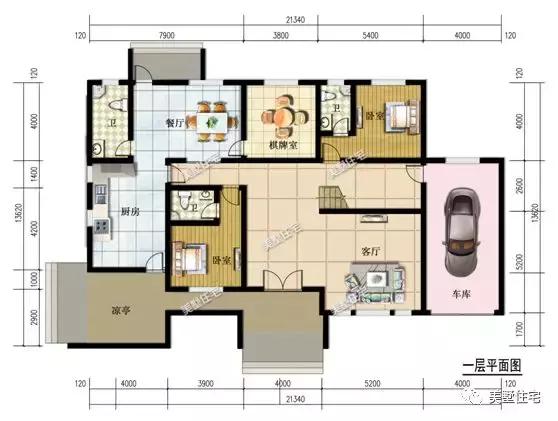 3帶車庫(kù)的農(nóng)村二層別墅設(shè)計(jì)圖，外觀精美，建一棟面子十足