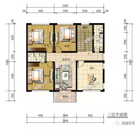 6款農(nóng)村三層自建別墅戶型圖，開間11米款款實(shí)用，第3還帶商鋪