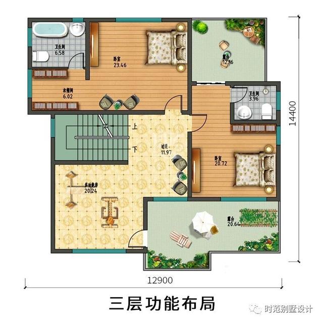 三層新中式別墅設(shè)計(jì)圖，占地156平面寬12米，毛坯造價(jià)45萬(wàn)，返鄉(xiāng)建房非它莫屬