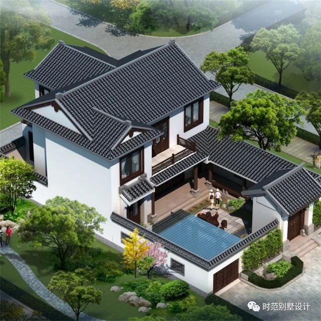 中式二層別墅戶型圖紙，面寬12米兩側(cè)無采光，5室3廳5衛(wèi)，適合農(nóng)村自建