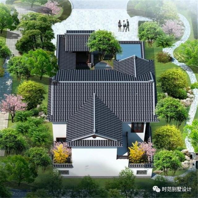 中式二層別墅戶型圖紙，面寬12米兩側(cè)無采光，5室3廳5衛(wèi)，適合農(nóng)村自建