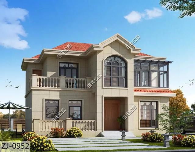 二層歐式農(nóng)村別墅設(shè)計圖紙，二層設(shè)有陽光房，毛坯30萬你會建嗎？