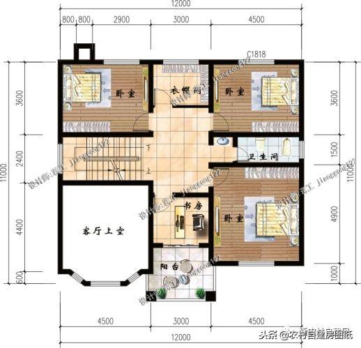 二層半復(fù)式別墅設(shè)計，12×11米帶露臺，5室3衛(wèi)全款只要28萬！