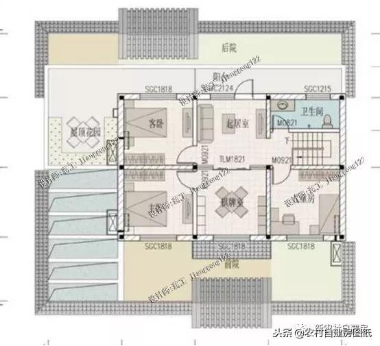 2套農(nóng)村二層平頂住宅設(shè)計，還帶小院子，北方農(nóng)村一家一套，簡單耐看又實用