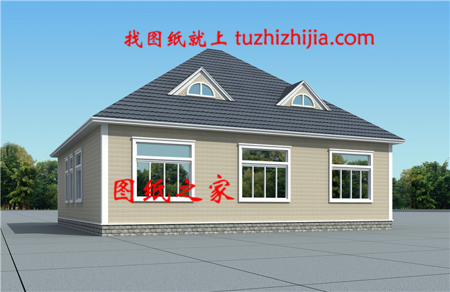 2019農(nóng)村漂亮的一層平房圖片平面圖與全套施工圖紙，戶型周正