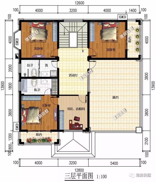 3套面寬13米的農(nóng)村三層別墅設計方案，都是設計師最滿意的作品
