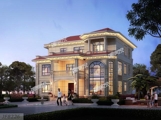 歐式豪華三層別墅設(shè)計(jì)，帶地下室和挑空客廳，樓中樓高檔又大氣