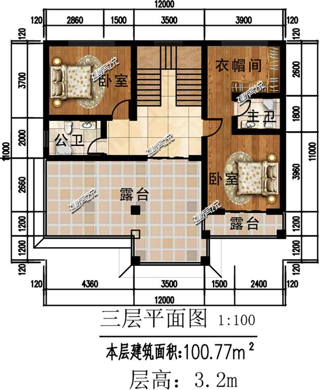 11x12米歐式三層別墅，豪華大氣、方正實(shí)用，華麗麗得非常漂亮