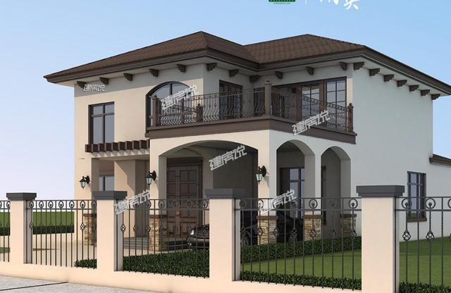 獨特新穎的農(nóng)村二層別墅設(shè)計，帶有庭院和車庫，這外觀非常漂亮