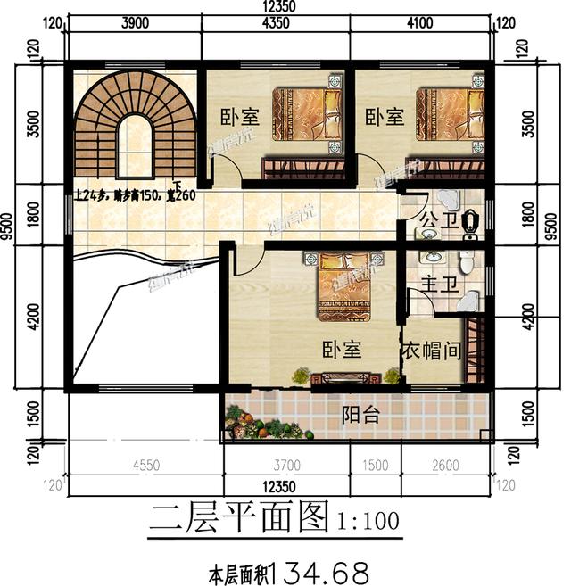 中式三層別墅設(shè)計圖紙，難得的好戶型，主體造價只要40萬