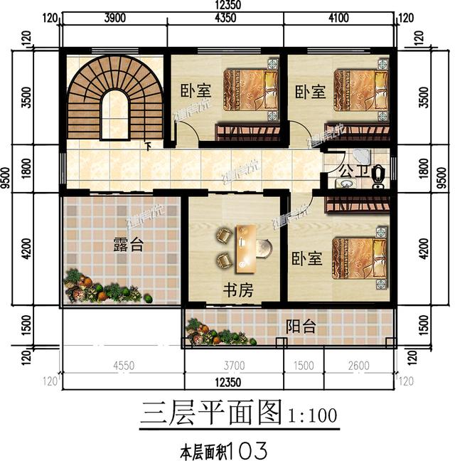 中式三層別墅設(shè)計圖紙，難得的好戶型，主體造價只要40萬