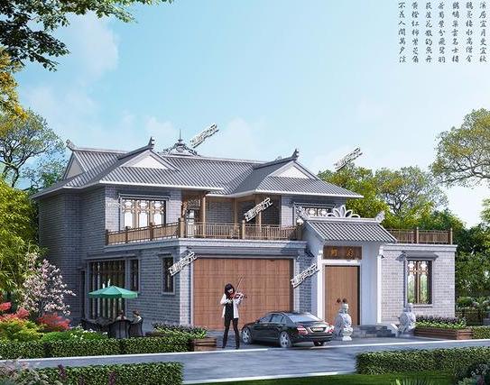 有錢(qián)人都喜歡的四合院別墅設(shè)計(jì)，帶有庭院大車庫(kù)，現(xiàn)在建房不后悔