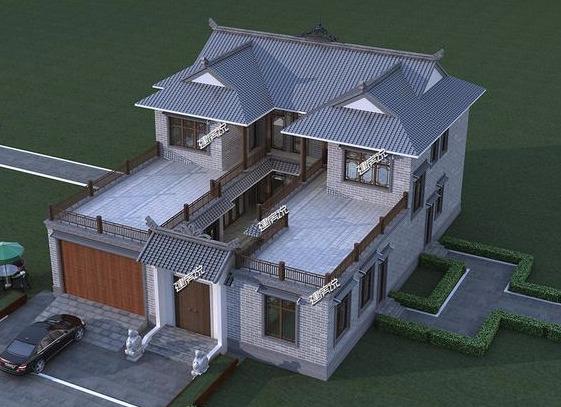 有錢(qián)人都喜歡的四合院別墅設(shè)計(jì)，帶有庭院大車庫(kù)，現(xiàn)在建房不后悔