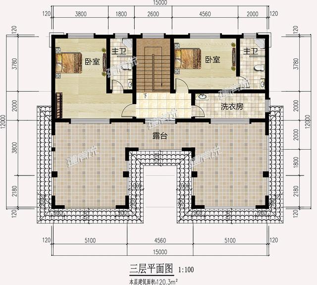 新中式三層別墅設(shè)計(jì)圖，15x14米帶挑空客廳旋轉(zhuǎn)樓梯，這才是高檔住宅