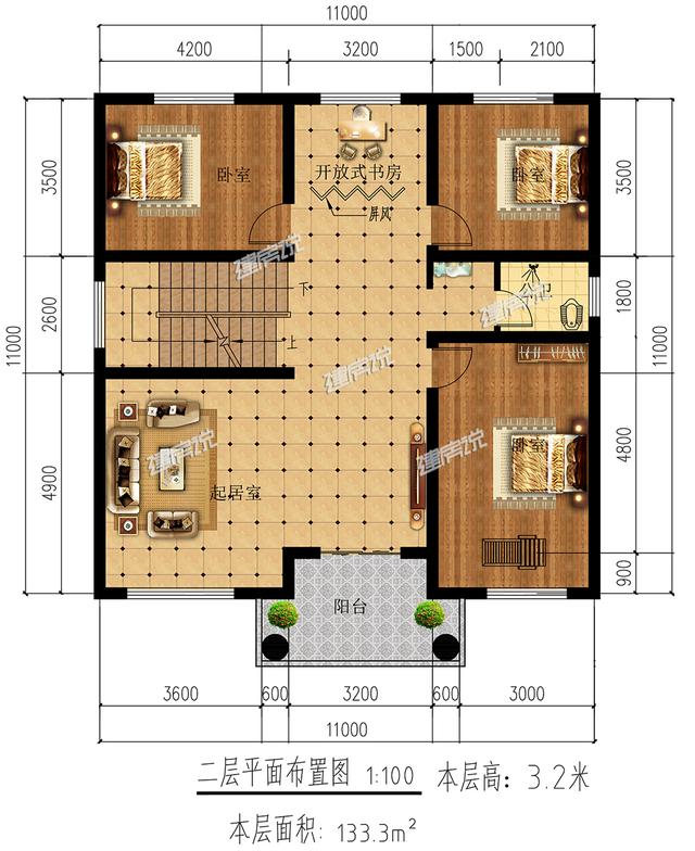 平屋頂二層別墅設計圖，還帶陽光房好，看又實用