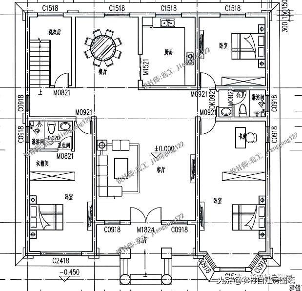從這4套別墅設(shè)計中就能看出南北差異，第3套南北都可建