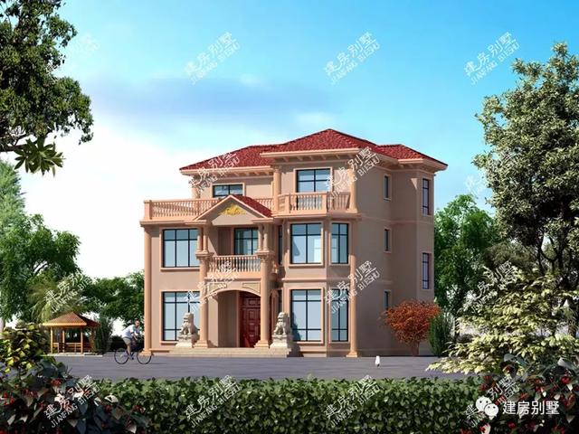 兩套面寬12米的農(nóng)村三層自建房設(shè)計，第一棟室外活動空間多，配置全