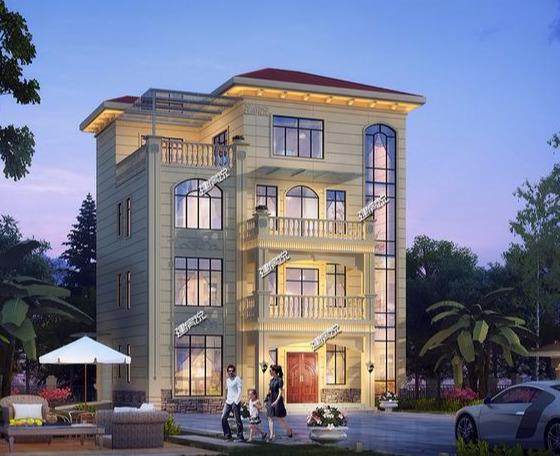 歐式豪華四層別墅設(shè)計(jì)圖，外型非常漂亮，建一棟在村里絕對(duì)拉風(fēng)