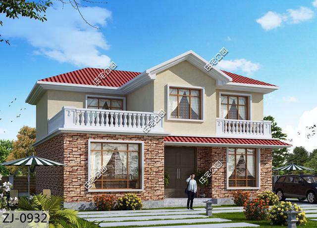 12x12米農(nóng)村二層別墅設(shè)計圖，大堂屋、5室2廳，適合養(yǎng)老生活