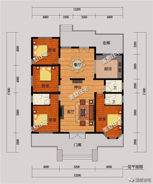 三款農村平層別墅設計圖，2廳4臥造價10萬起，1最好看2帶院子