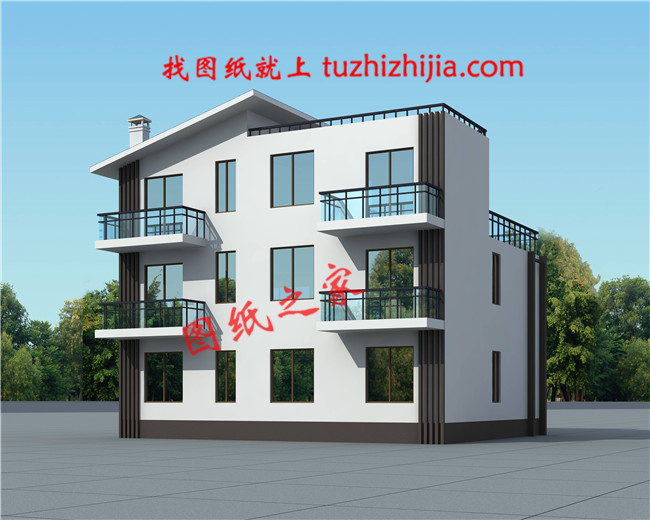 13×10米現(xiàn)代簡(jiǎn)約風(fēng)格三層別墅，坡屋頂和平屋頂完美結(jié)合在一起