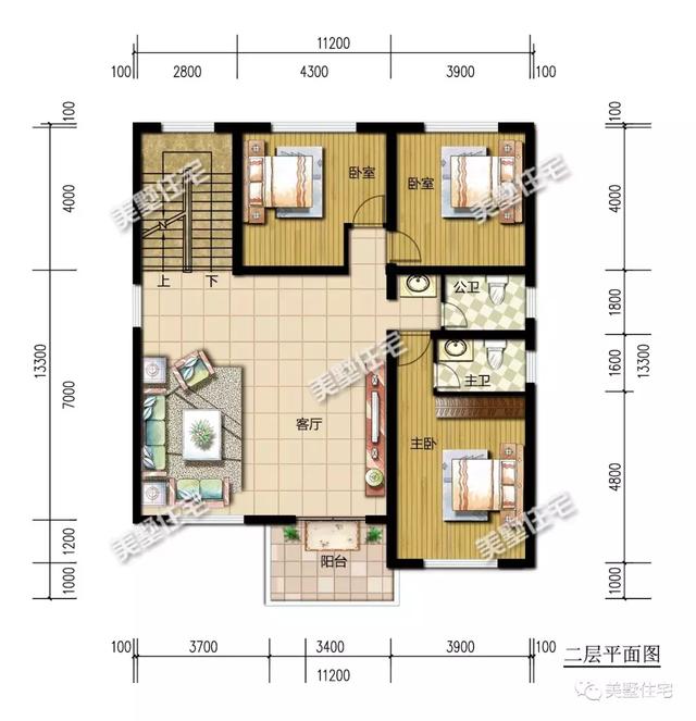 三層經(jīng)典別墅設(shè)計(jì)圖，戶型方正，7臥6衛(wèi)，一家人居住，共享天倫之樂。