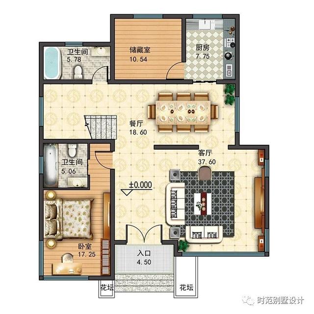 133平現(xiàn)代風(fēng)格平頂復(fù)式別墅設(shè)計(jì)圖，外觀簡(jiǎn)約時(shí)尚，5室3廳4衛(wèi)，適合農(nóng)村自建。